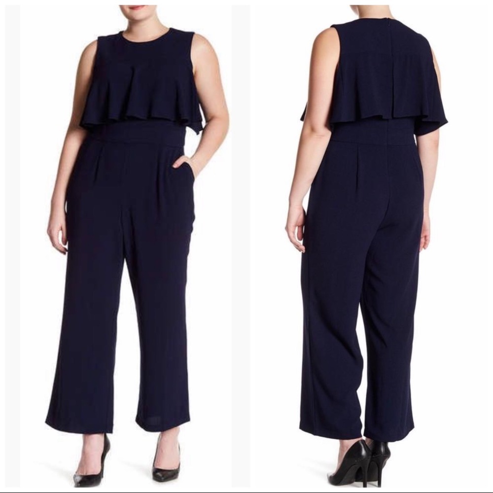 Vince Camuto Bodice Crepe Ruffle Jumpsuit